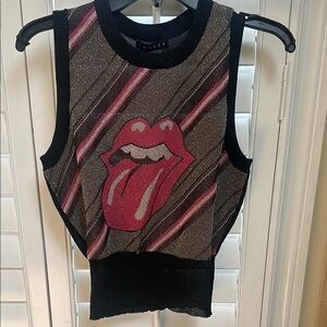 Chaser Womens' Black and Pink Graphic Tank Top